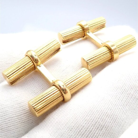 Vintage! Authentic Van Cleef & Arpels 18k Yellow Gold Bar Cufflinks - Picture 8 of 12